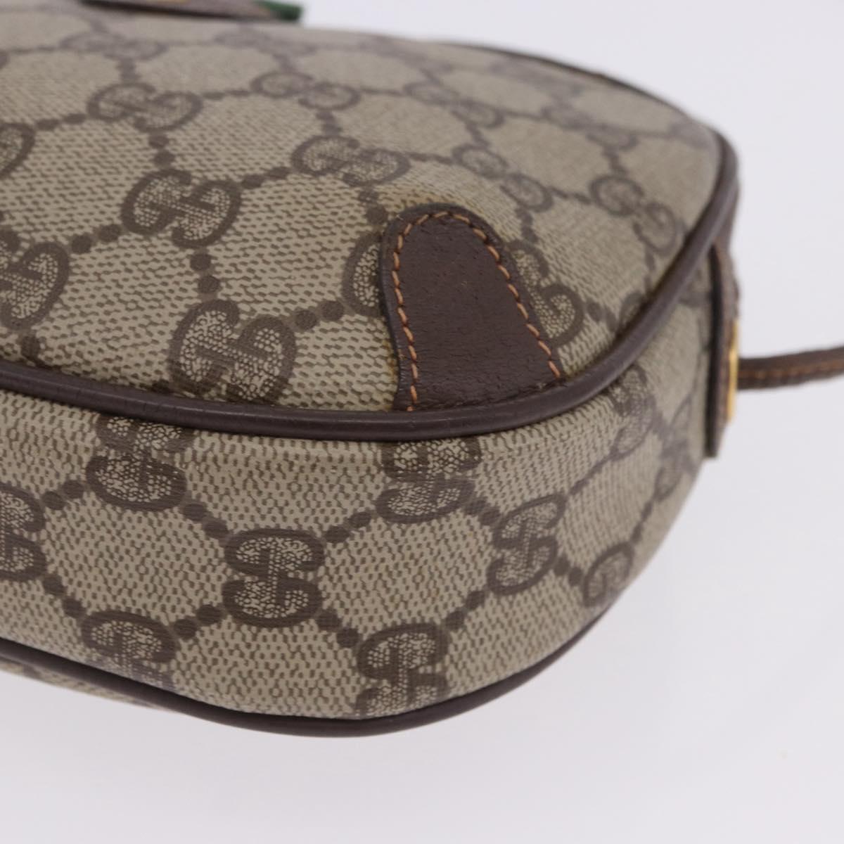 GUCCI GG Supreme Web Sherry Line Bag PVC Beige Gold 156 02 066 Auth BA15707