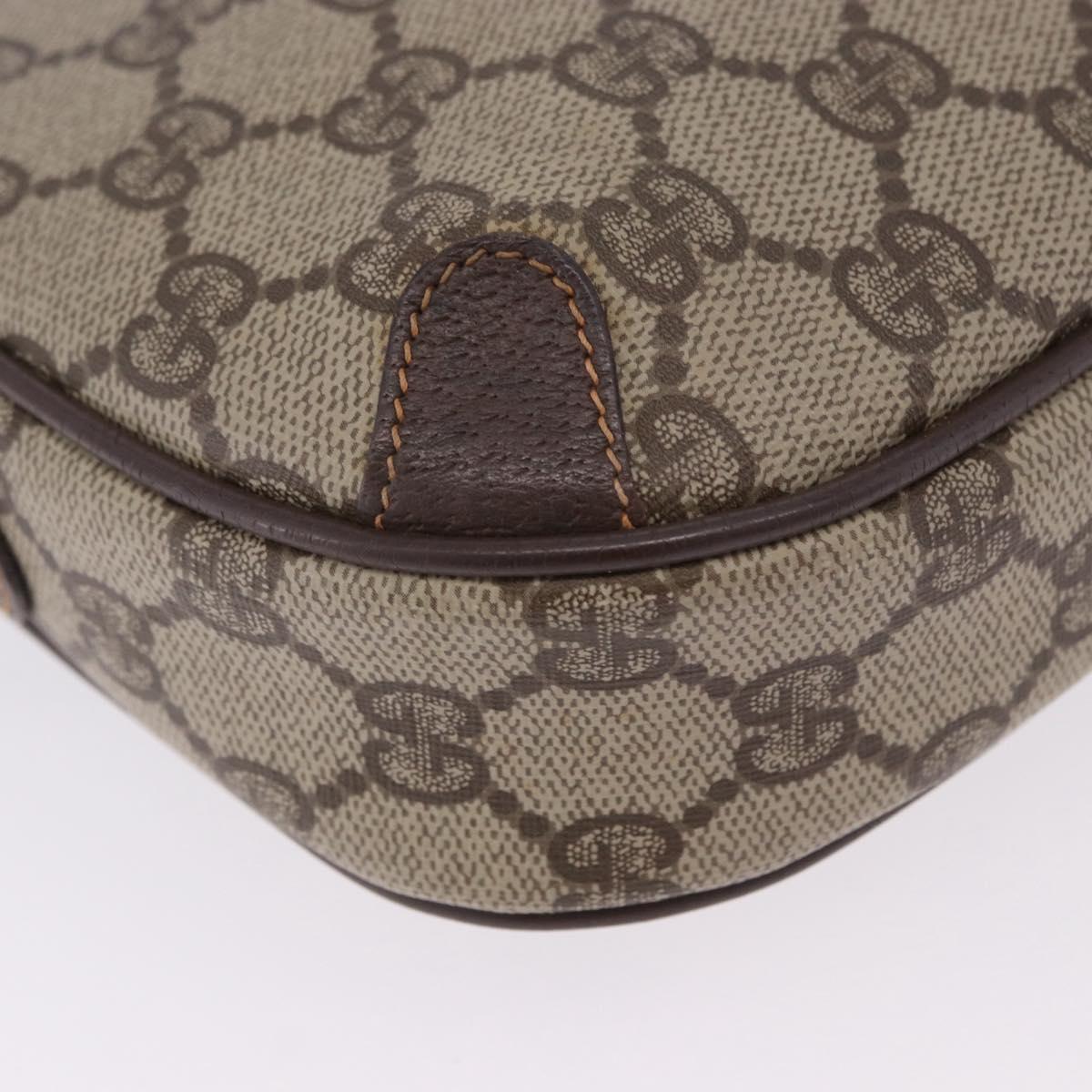 GUCCI GG Supreme Web Sherry Line Bag PVC Beige Gold 156 02 066 Auth BA15707