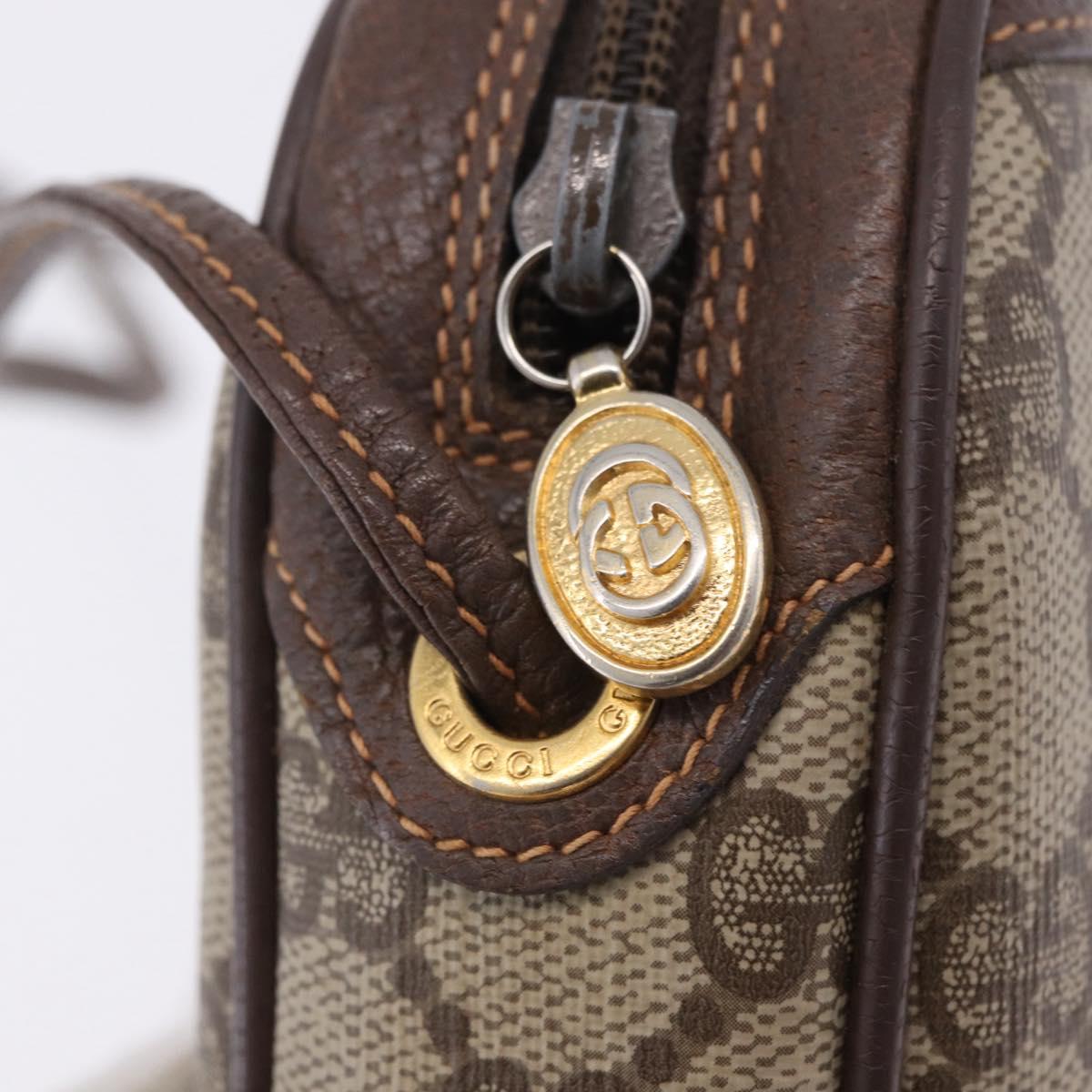 GUCCI GG Supreme Web Sherry Line Bag PVC Beige Gold 156 02 066 Auth BA15707