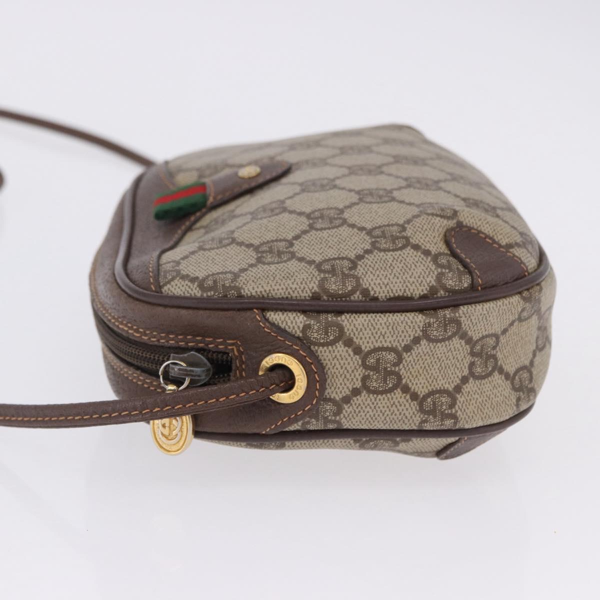 GUCCI GG Supreme Web Sherry Line Bag PVC Beige Gold 156 02 066 Auth BA15707