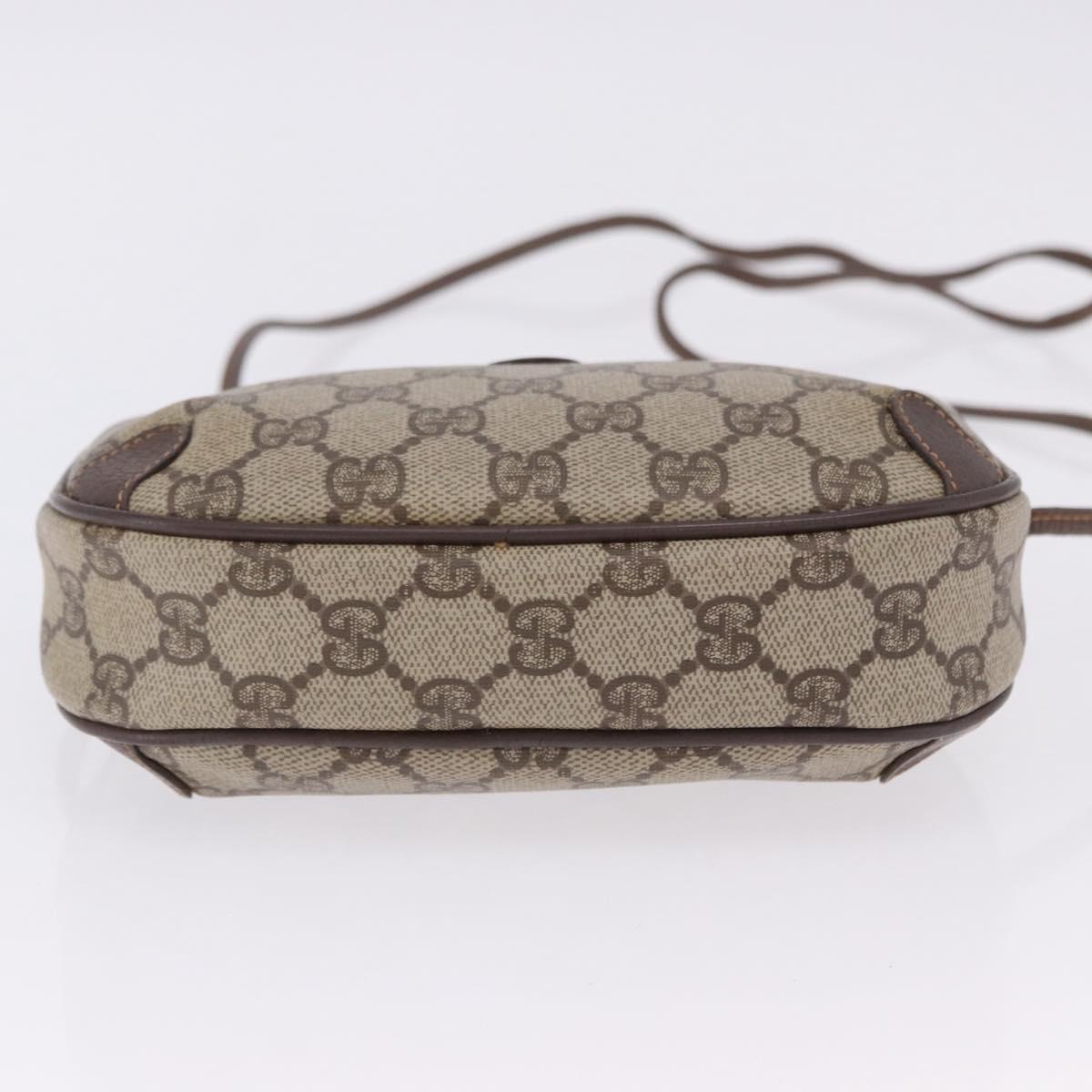 GUCCI GG Supreme Web Sherry Line Bag PVC Beige Gold 156 02 066 Auth BA15707