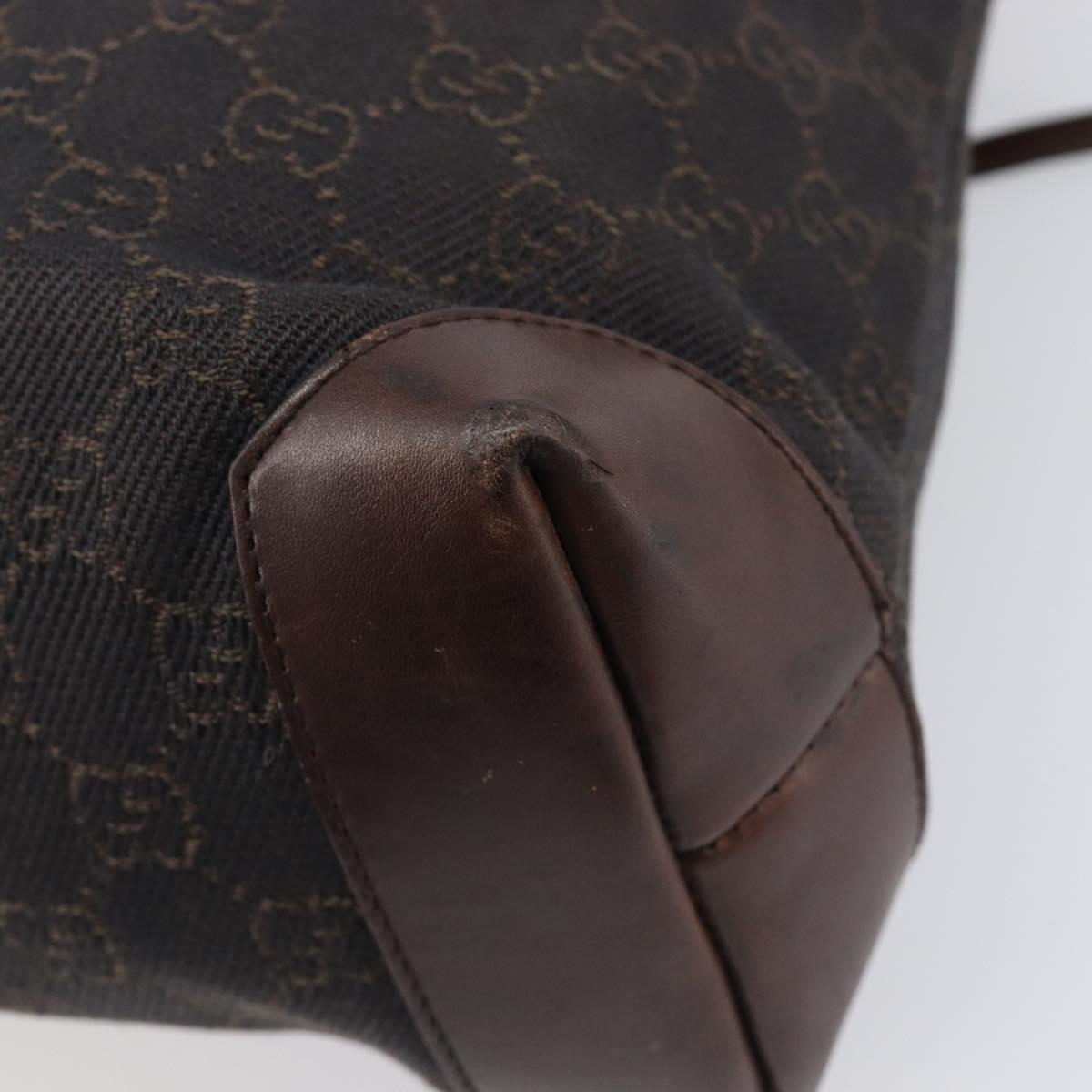 GUCCI GG Canvas Hand Bag Dark Brown Silver 28893 Auth BA15708