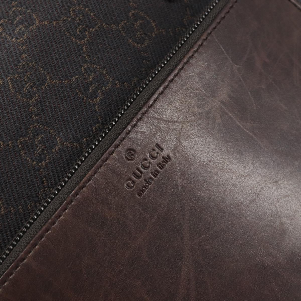 GUCCI GG Canvas Hand Bag Dark Brown Silver 28893 Auth BA15708