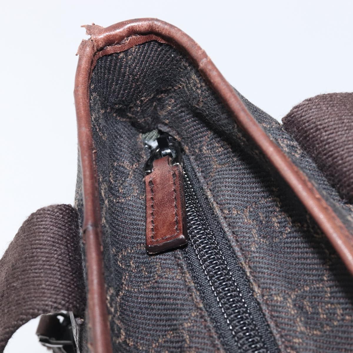 GUCCI GG Canvas Hand Bag Dark Brown Silver 28893 Auth BA15708