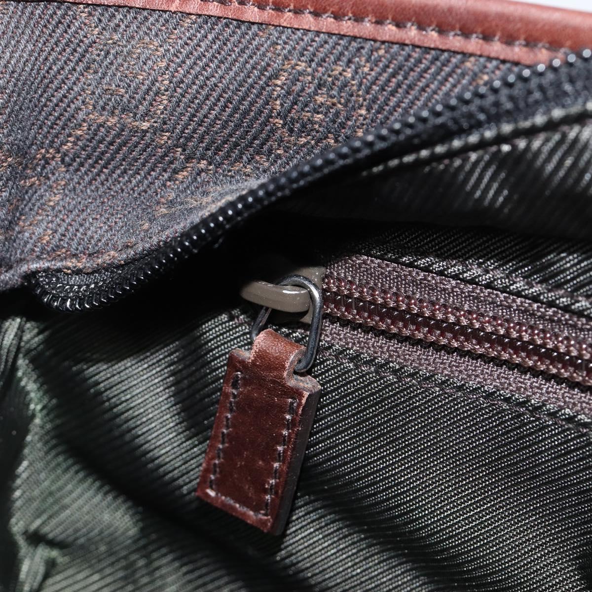 GUCCI GG Canvas Hand Bag Dark Brown Silver 28893 Auth BA15708