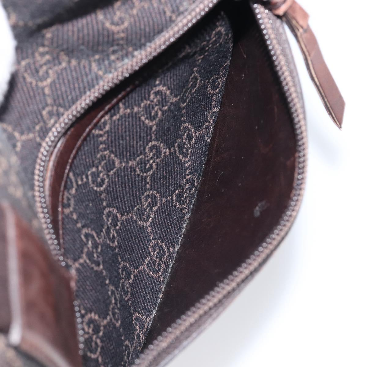 GUCCI GG Canvas Hand Bag Dark Brown Silver 28893 Auth BA15708
