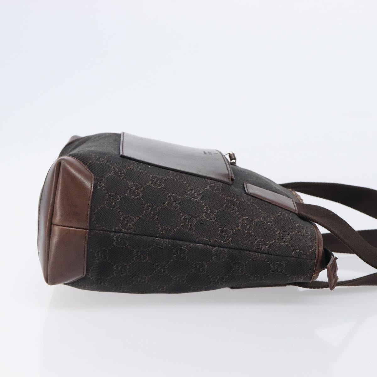 GUCCI GG Canvas Hand Bag Dark Brown Silver 28893 Auth BA15708