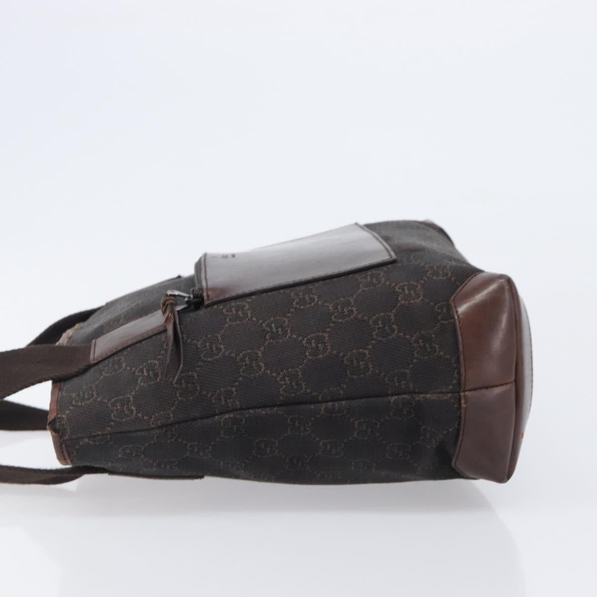 GUCCI GG Canvas Hand Bag Dark Brown Silver 28893 Auth BA15708