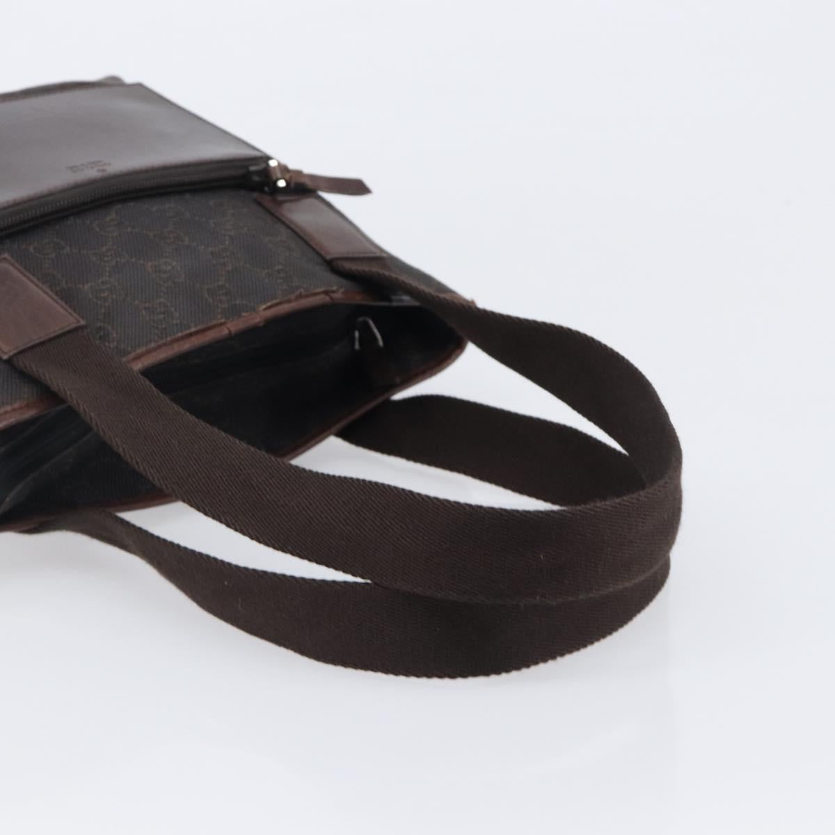GUCCI GG Canvas Hand Bag Dark Brown Silver 28893 Auth BA15708