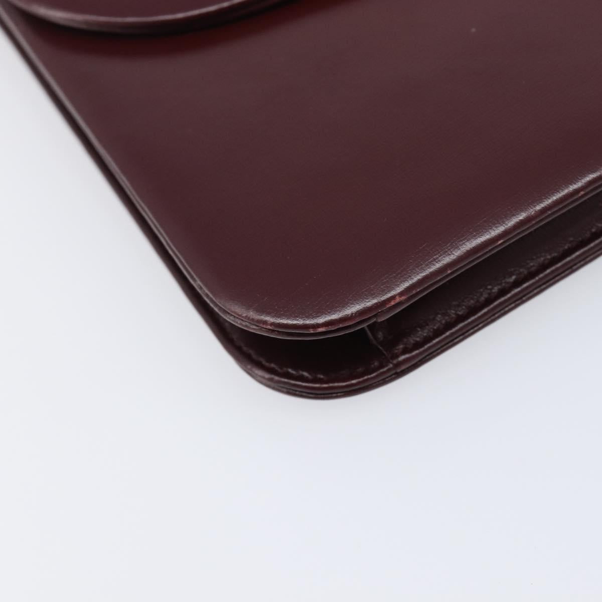 Christian Dior Chain Shoulder Bag Leather Bordeaux Gold Auth BA15709