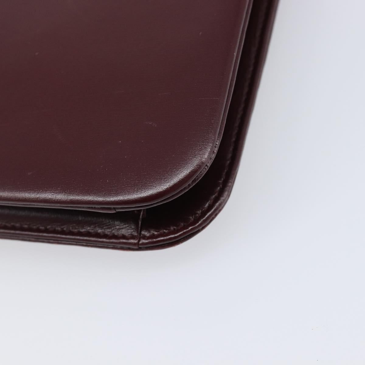 Christian Dior Chain Shoulder Bag Leather Bordeaux Gold Auth BA15709