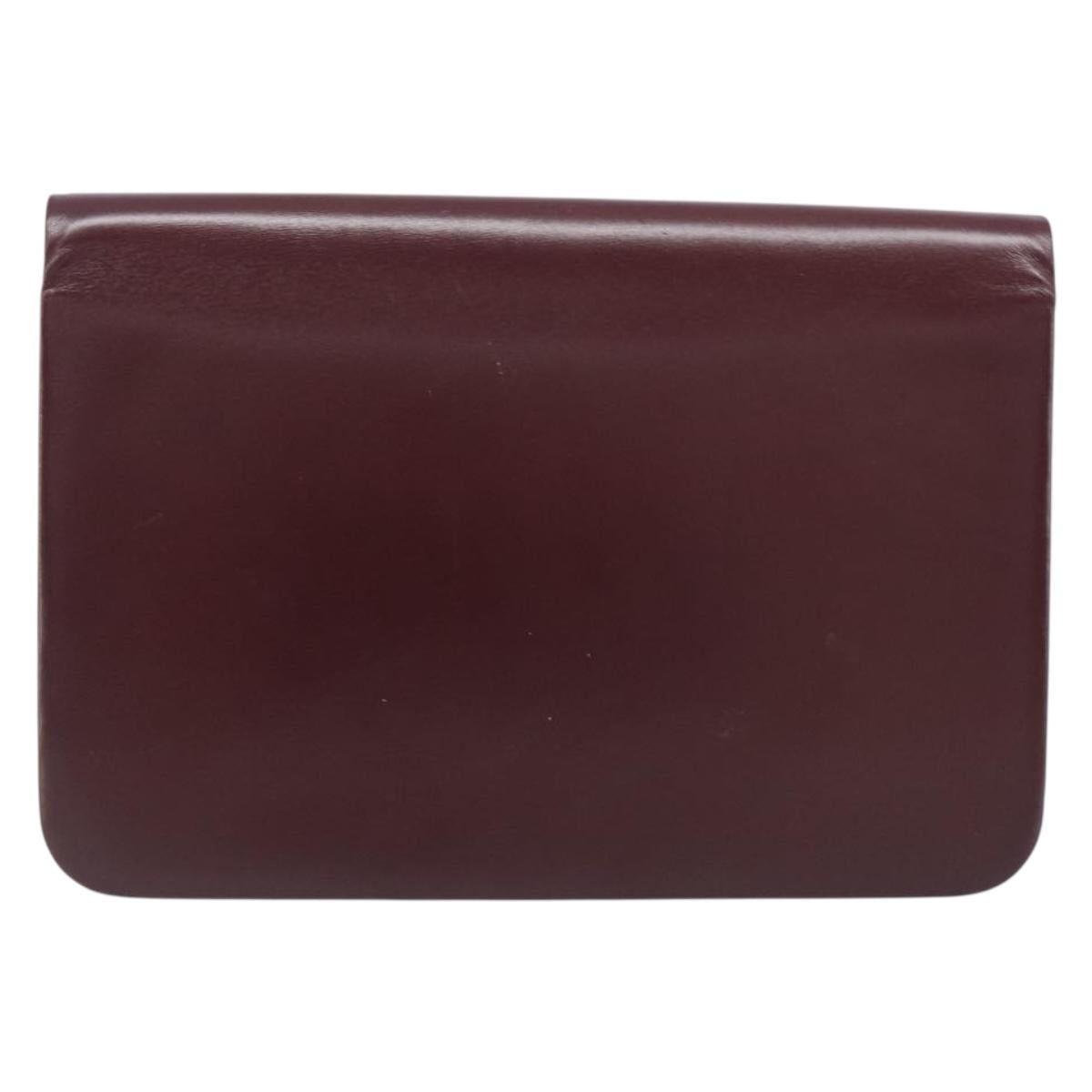 Christian Dior Chain Shoulder Bag Leather Bordeaux Gold Auth BA15709