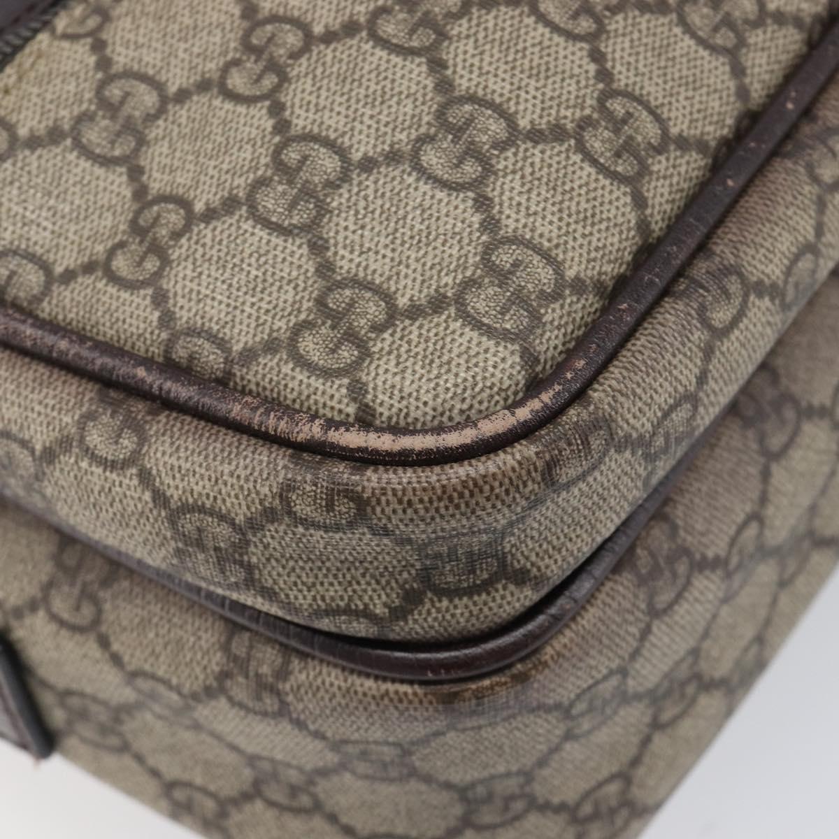 GUCCI GG Supreme Shoulder Bag PVC Beige Silver 114531 Auth BA15711
