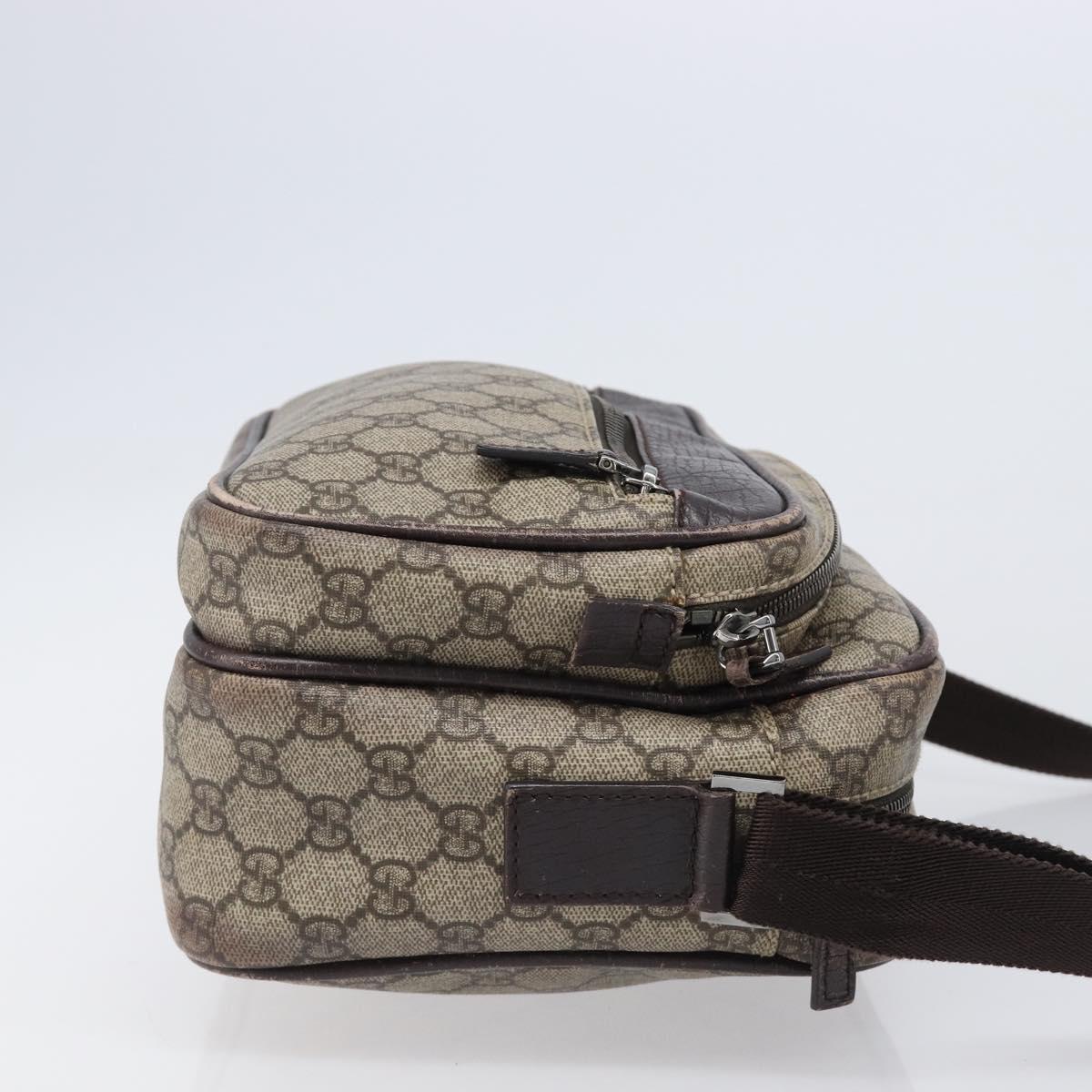 GUCCI GG Supreme Shoulder Bag PVC Beige Silver 114531 Auth BA15711