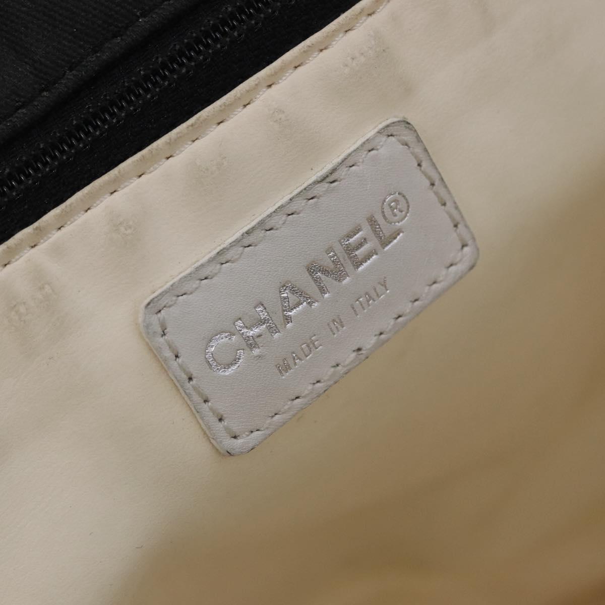 CHANEL Plastic Chain By Sea Line Tote Bag Canvas Black Silver CC Auth BA15716