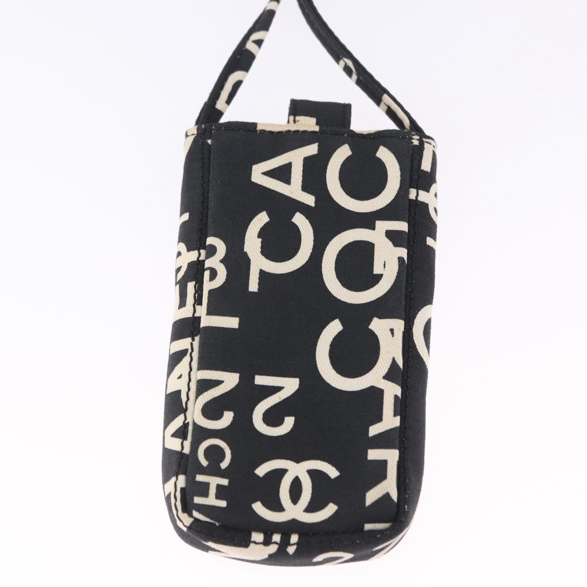 CHANEL Plastic Chain By Sea Line Tote Bag Canvas Black Silver CC Auth BA15716