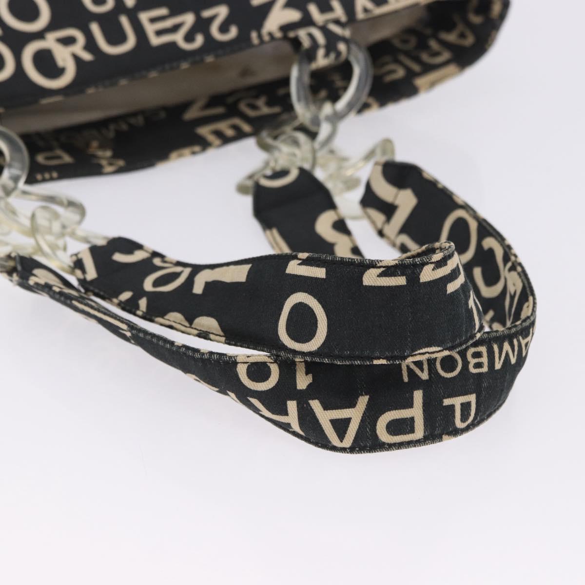CHANEL Plastic Chain By Sea Line Tote Bag Canvas Black Silver CC Auth BA15716