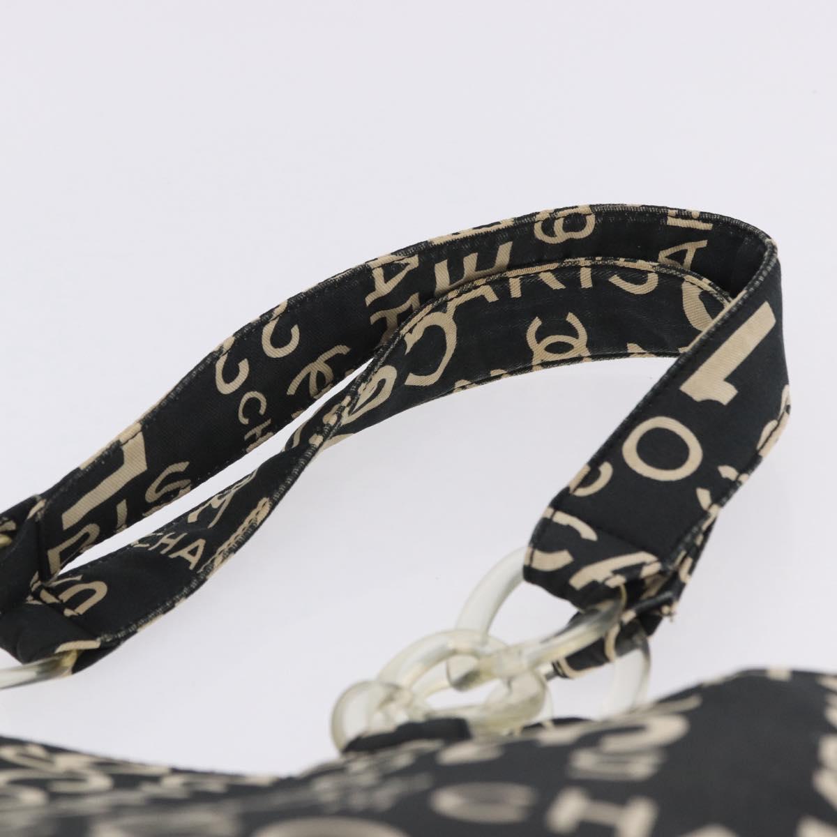 CHANEL Plastic Chain By Sea Line Tote Bag Canvas Black Silver CC Auth BA15716