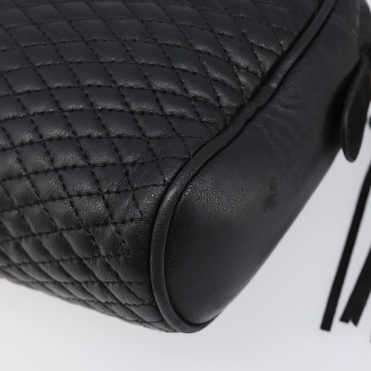 BALLY Chain Shoulder Bag Leather Black Gold Auth BA15717