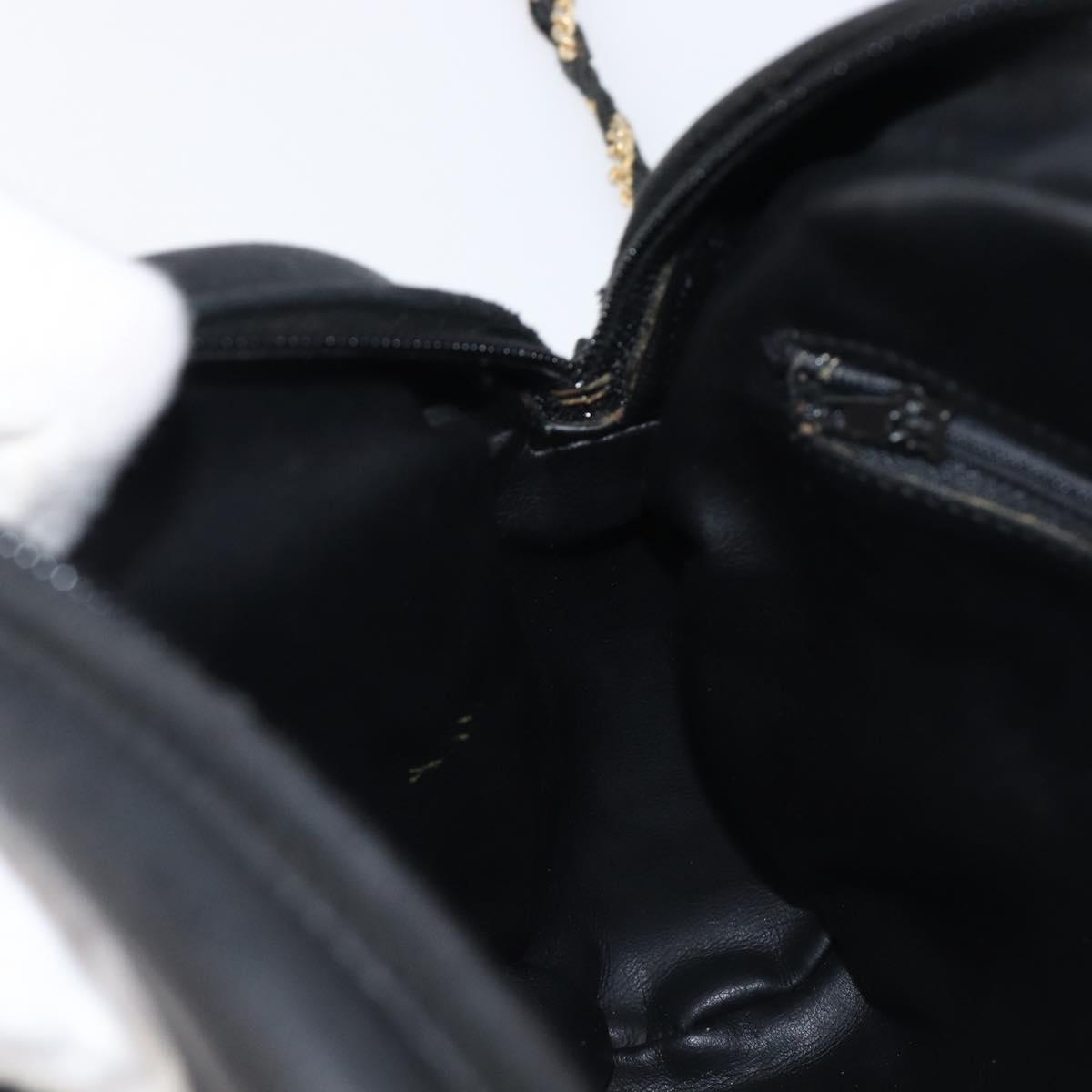 BALLY Chain Shoulder Bag Leather Black Gold Auth BA15717