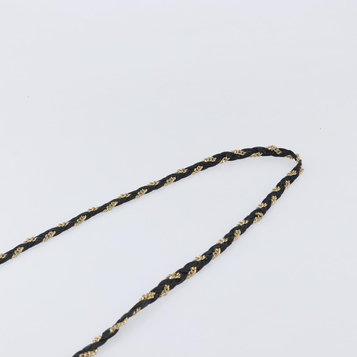 BALLY Chain Shoulder Bag Leather Black Gold Auth BA15717