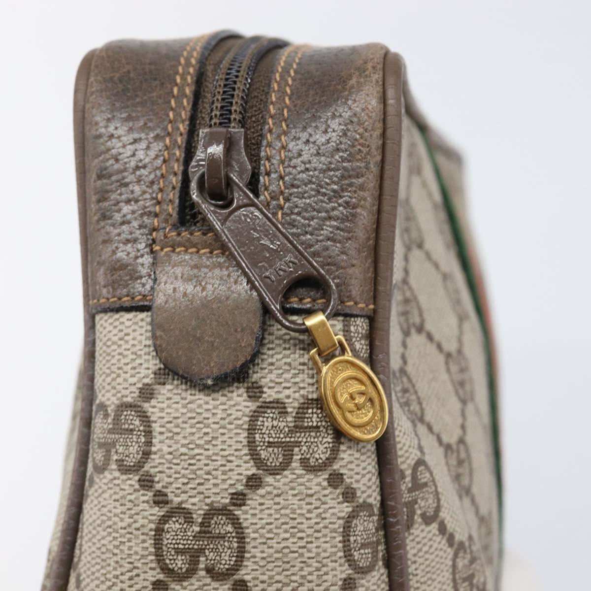 GUCCI GG Supreme Web Sherry Line Clutch Bag PVC Beige 75 01 012 Auth BA15718