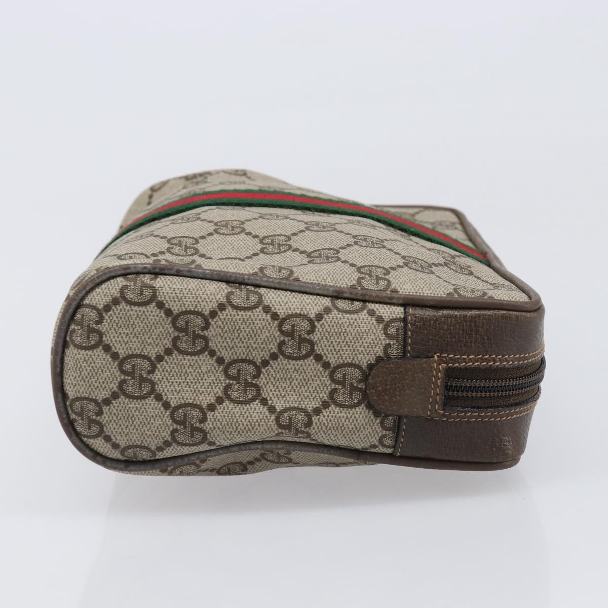 GUCCI GG Supreme Web Sherry Line Clutch Bag PVC Beige 75 01 012 Auth BA15718
