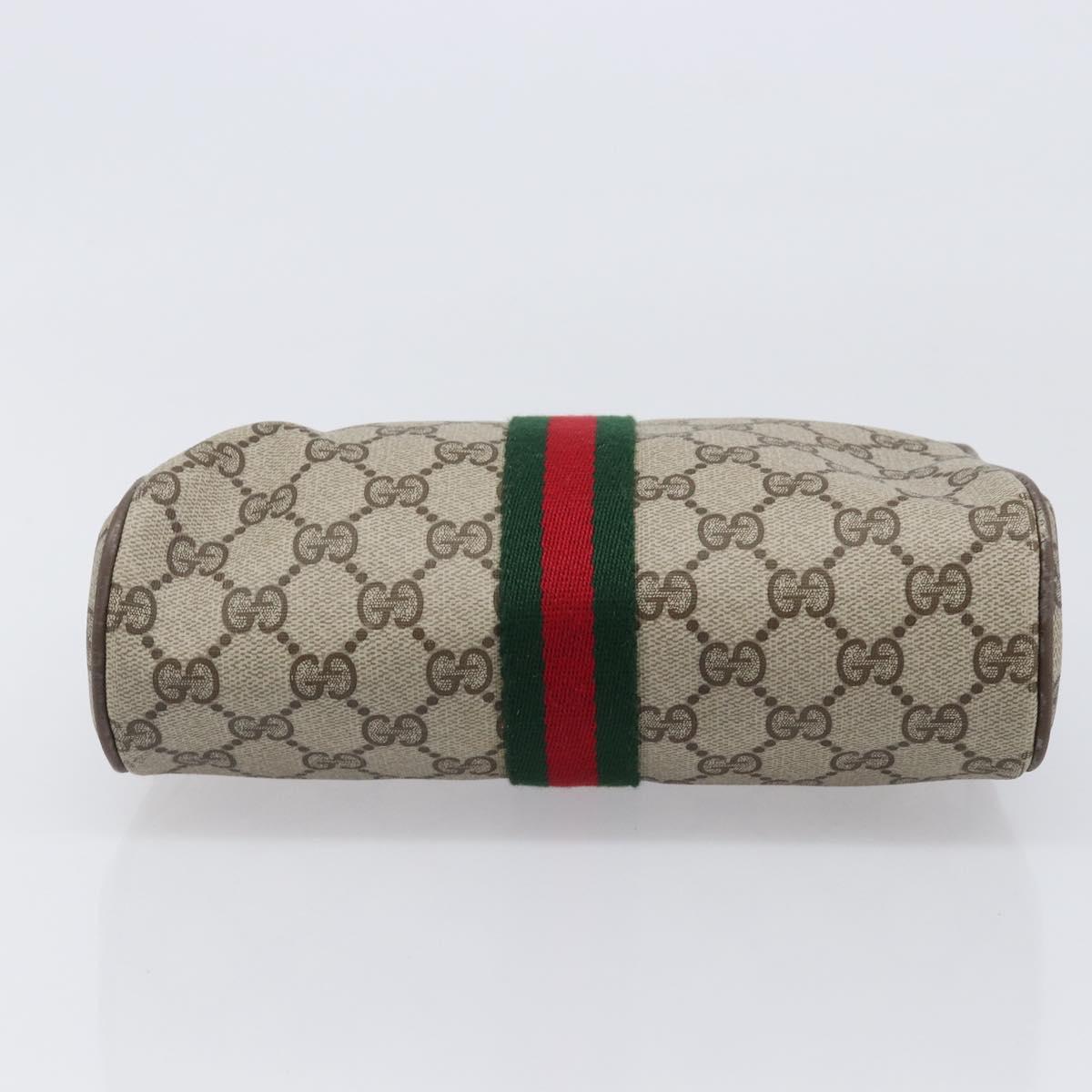 GUCCI GG Supreme Web Sherry Line Clutch Bag PVC Beige 75 01 012 Auth BA15718