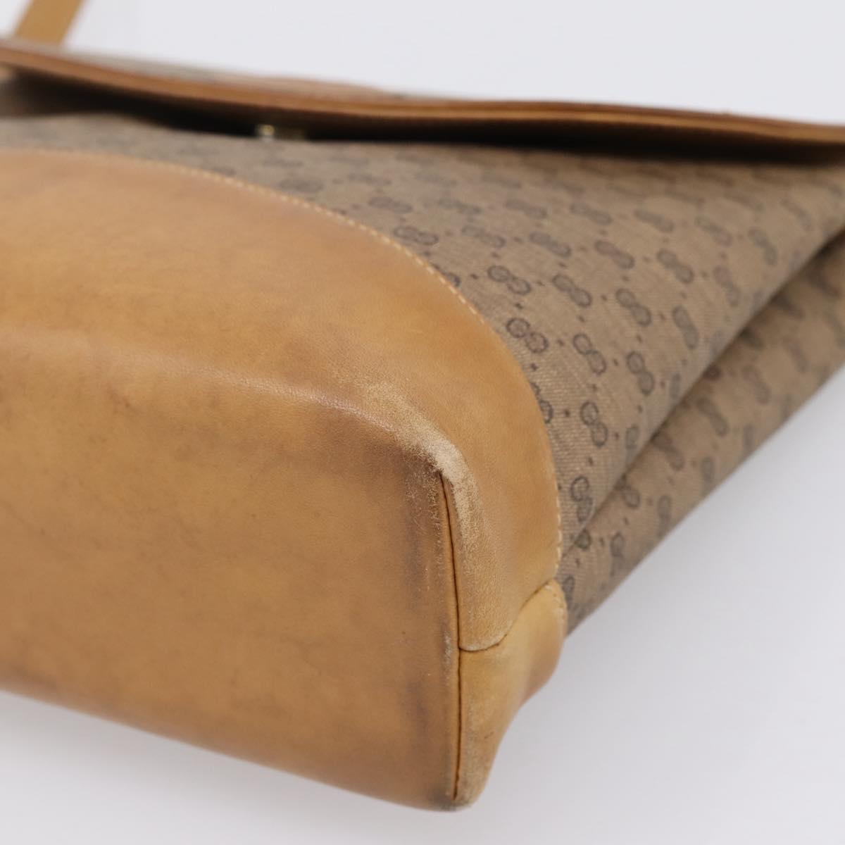 GUCCI Micro GG Supreme Shoulder Bag PVC Beige Gold Auth BA15719