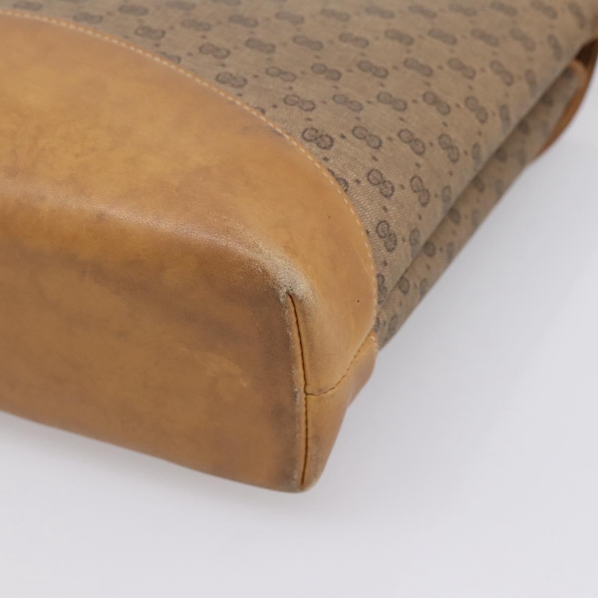 GUCCI Micro GG Supreme Shoulder Bag PVC Beige Gold Auth BA15719