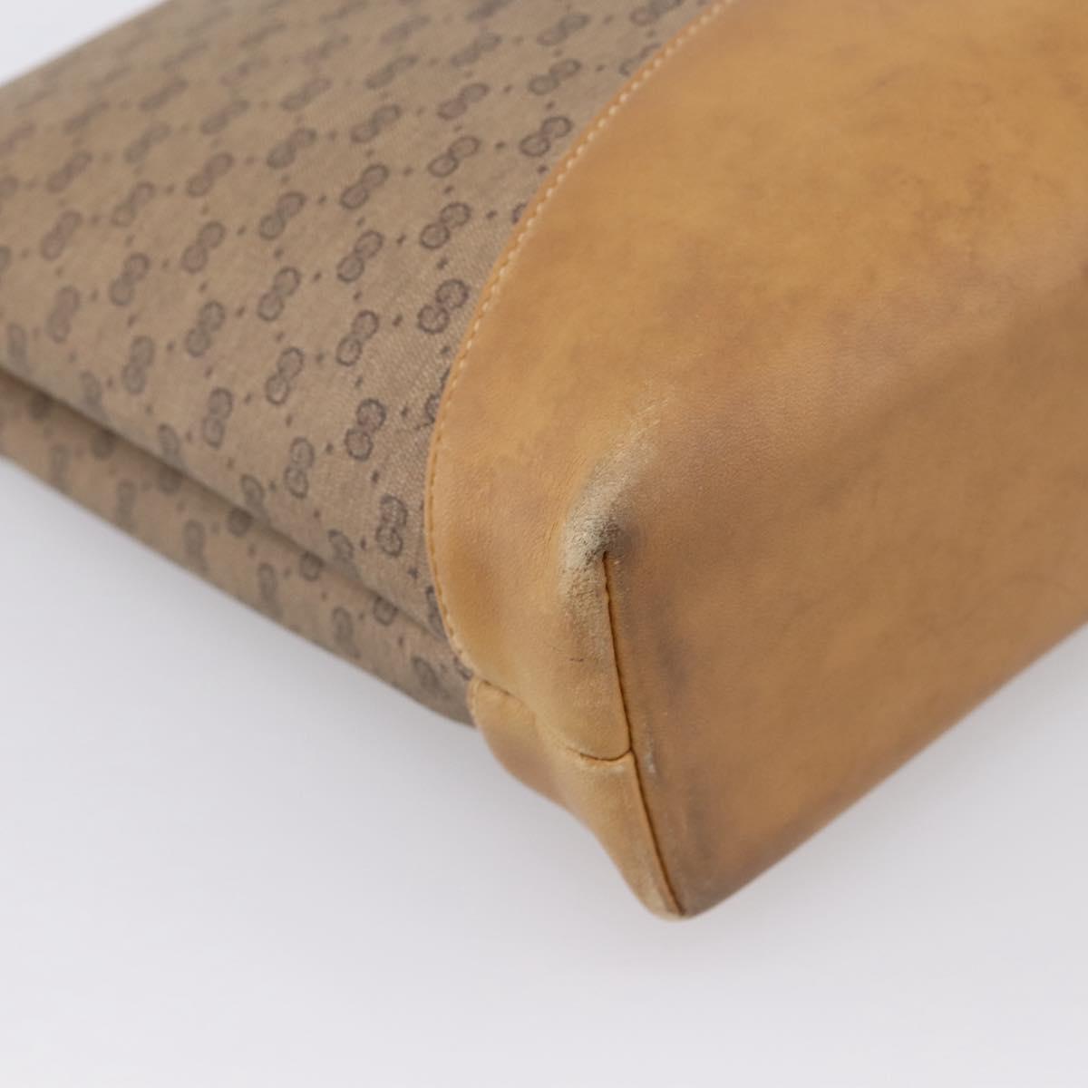 GUCCI Micro GG Supreme Shoulder Bag PVC Beige Gold Auth BA15719
