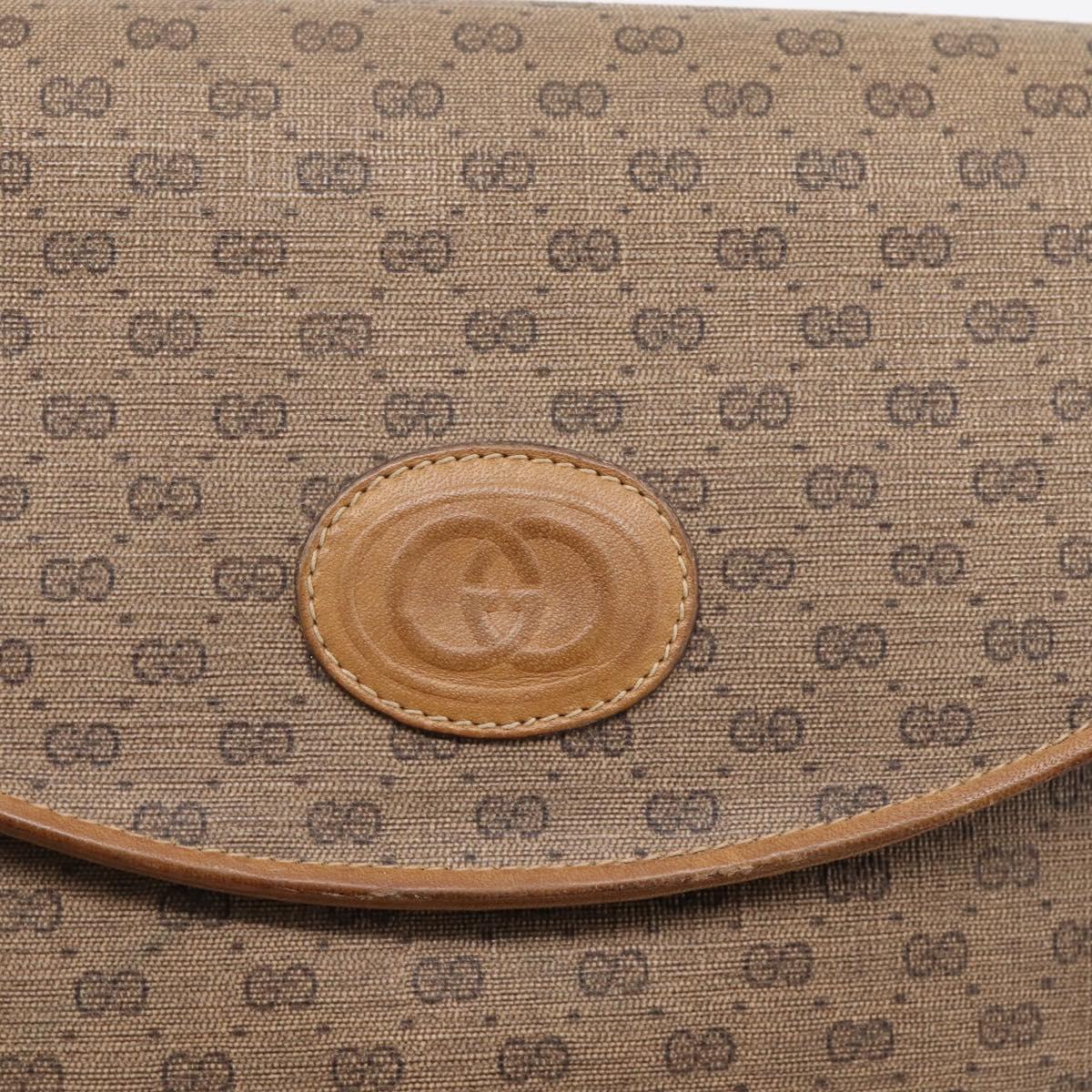 GUCCI Micro GG Supreme Shoulder Bag PVC Beige Gold Auth BA15719