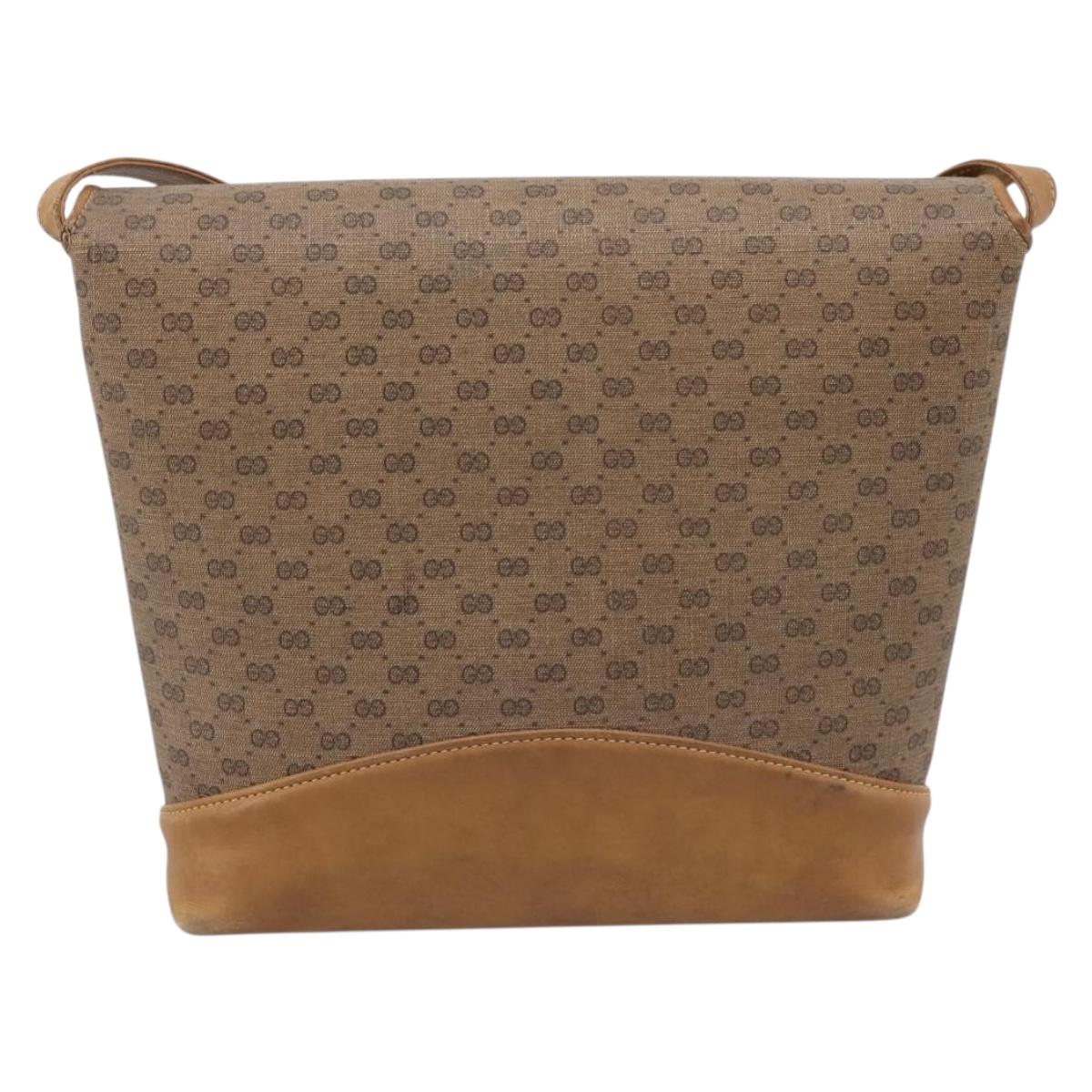 GUCCI Micro GG Supreme Shoulder Bag PVC Beige Gold Auth BA15719