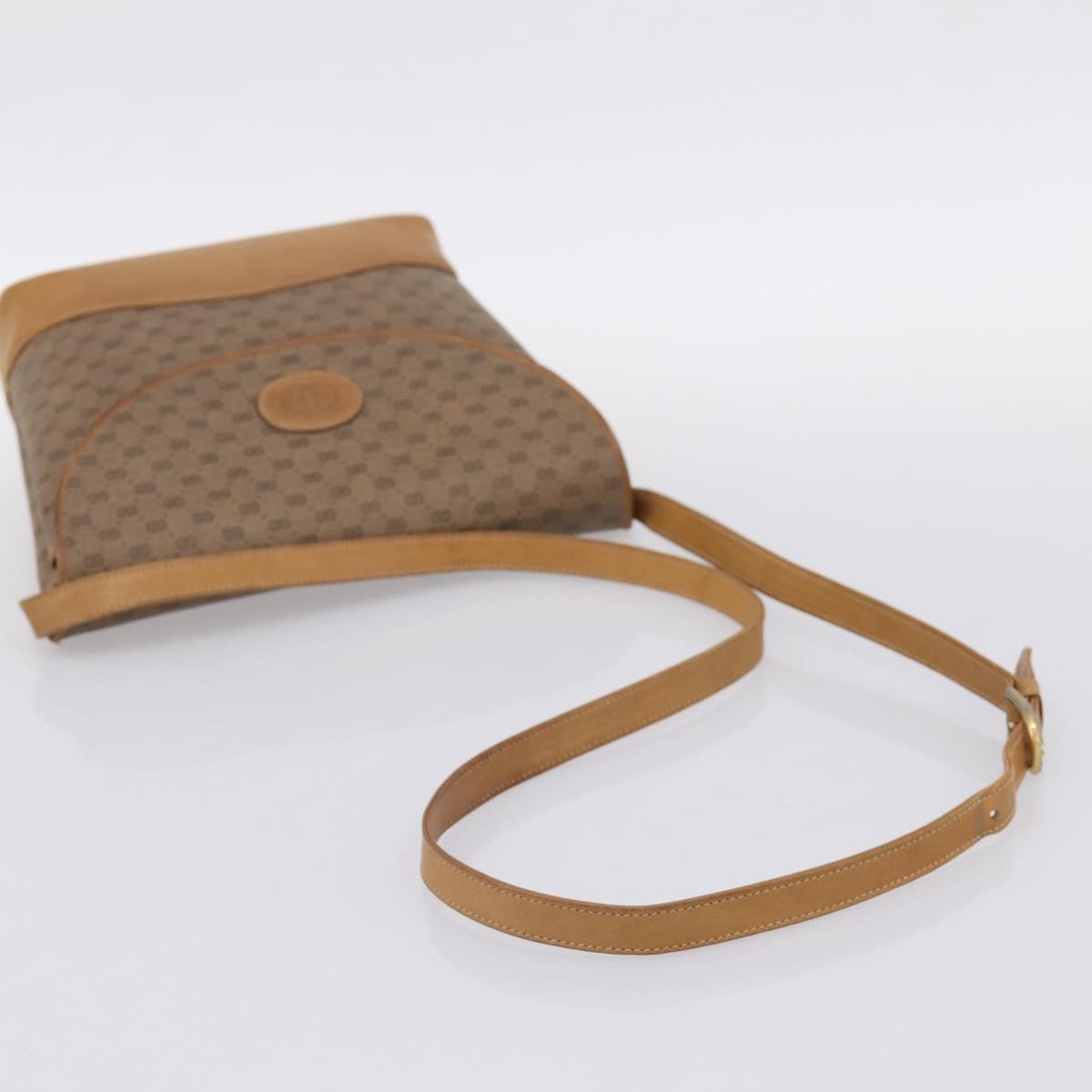 GUCCI Micro GG Supreme Shoulder Bag PVC Beige Gold Auth BA15719