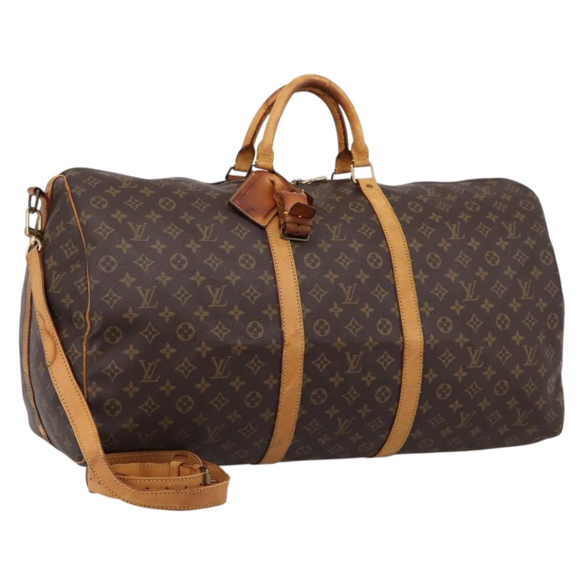 LOUIS VUITTON Monogram Keepall Bandouliere 60 Boston Bag M41412 LV Auth BA15722