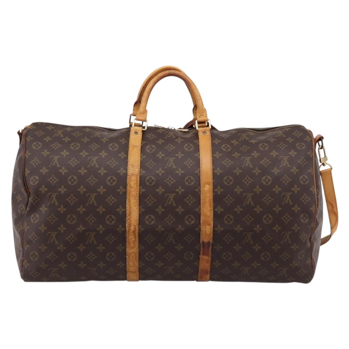 LOUIS VUITTON Monogram Keepall Bandouliere 60 Boston Bag M41412 LV Auth BA15722