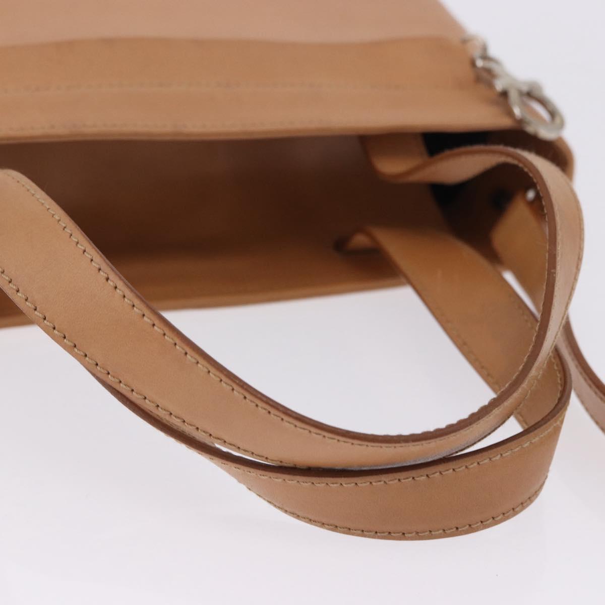 Salvatore Ferragamo Gancini Hand Bag Leather 2way Brown Silver Auth BA15725