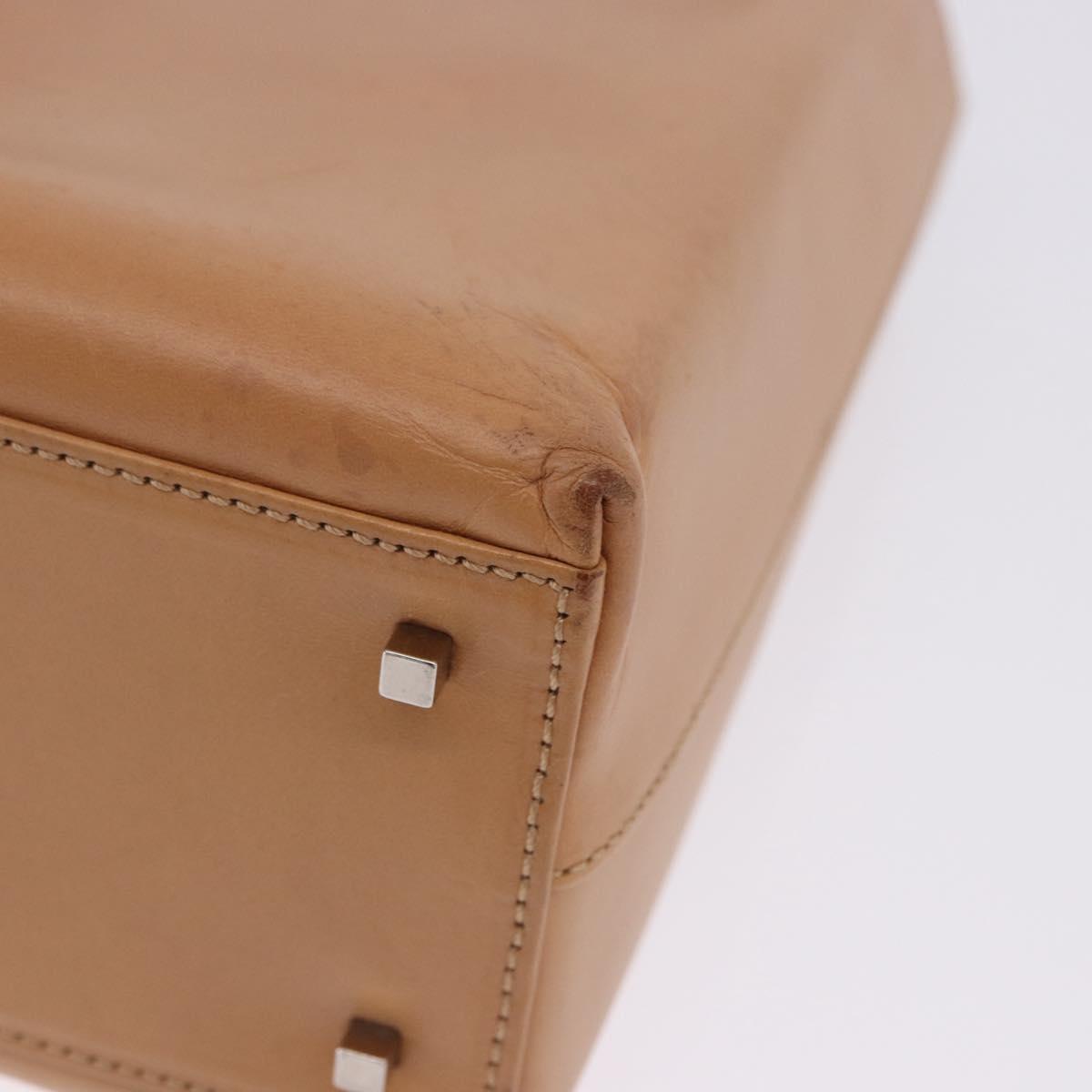 Salvatore Ferragamo Gancini Hand Bag Leather 2way Brown Silver Auth BA15725