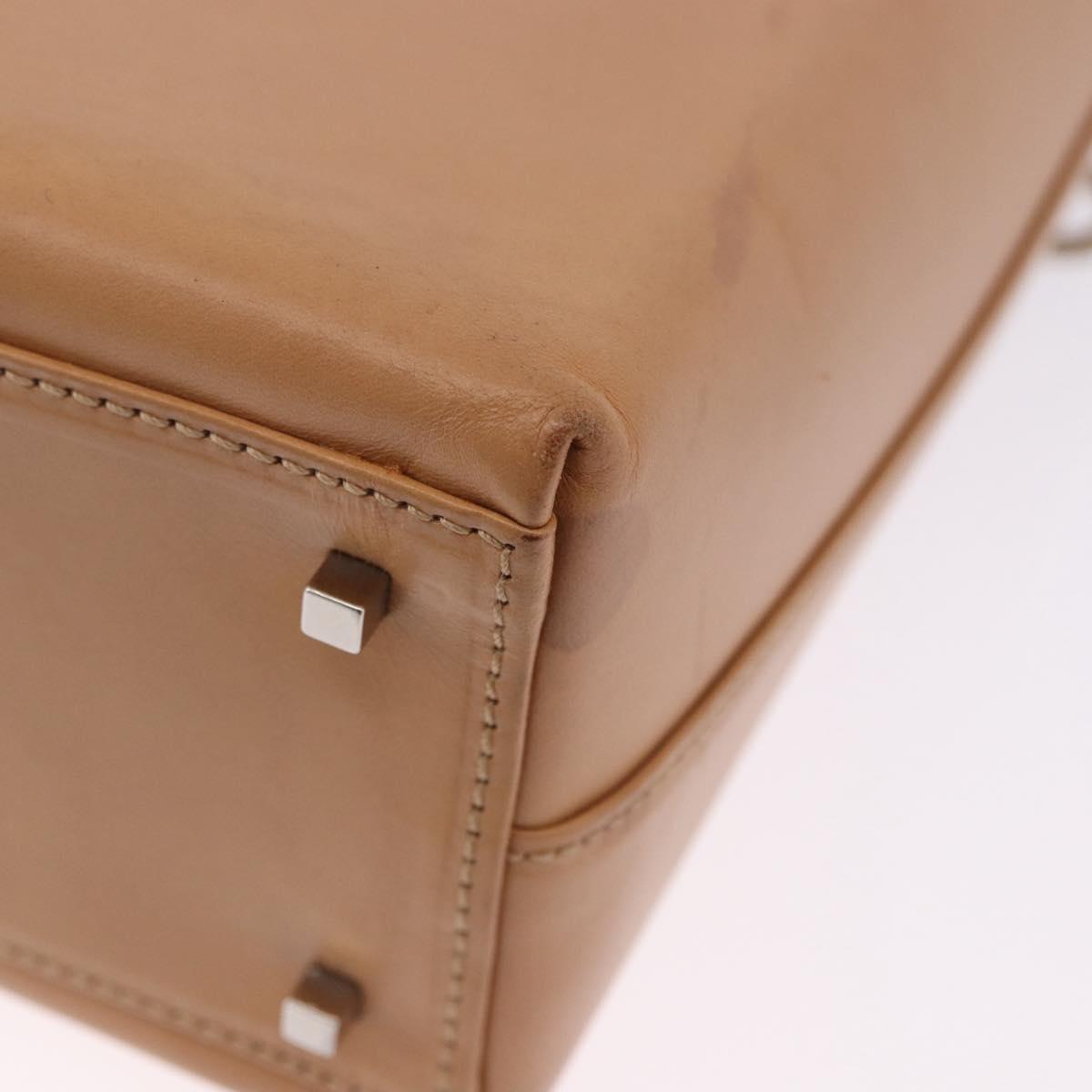 Salvatore Ferragamo Gancini Hand Bag Leather 2way Brown Silver Auth BA15725