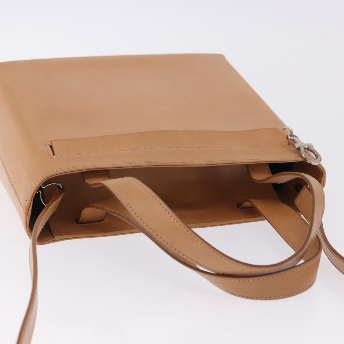 Salvatore Ferragamo Gancini Hand Bag Leather 2way Brown Silver Auth BA15725
