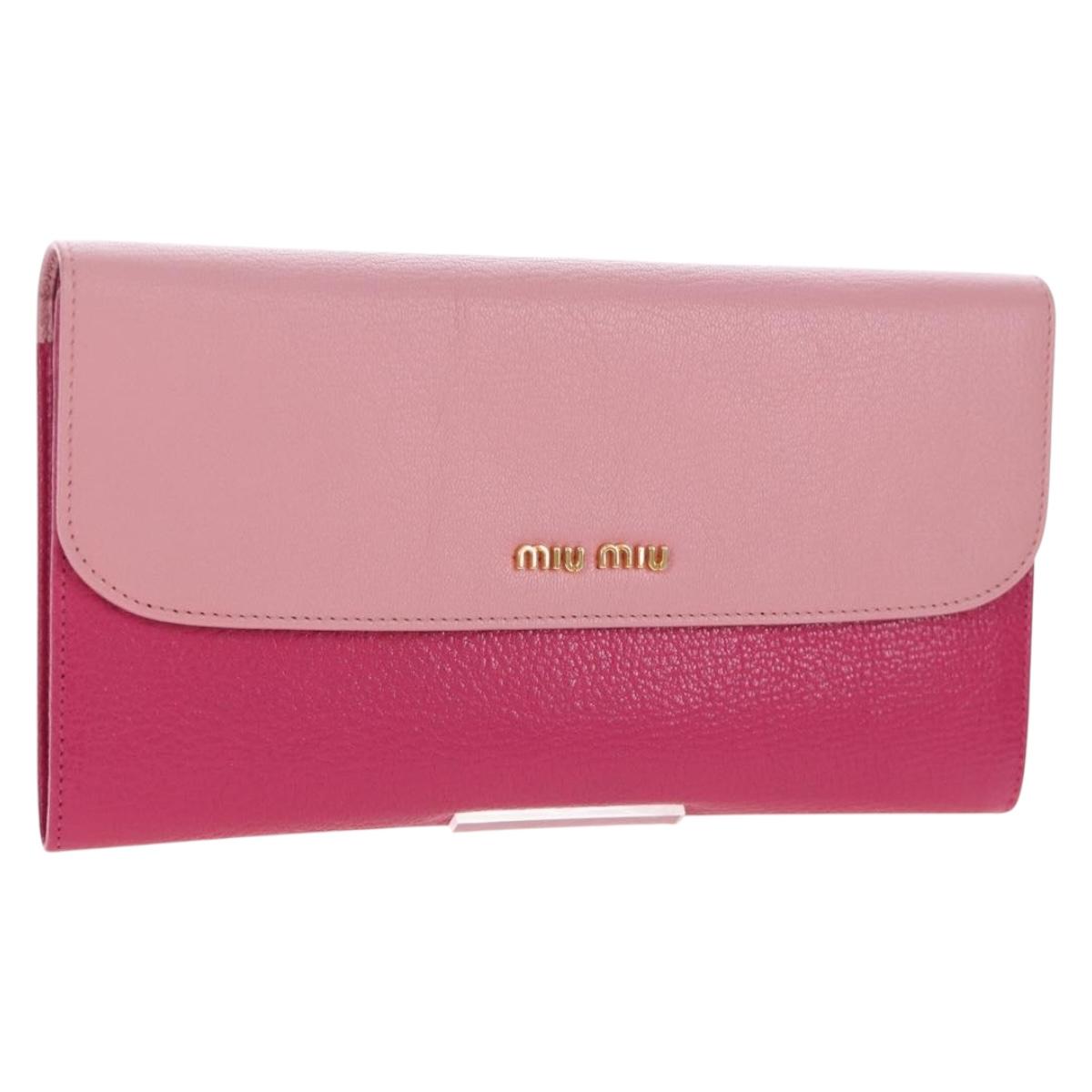 Miu Miu Wallet Leather Pink Auth BA15726V