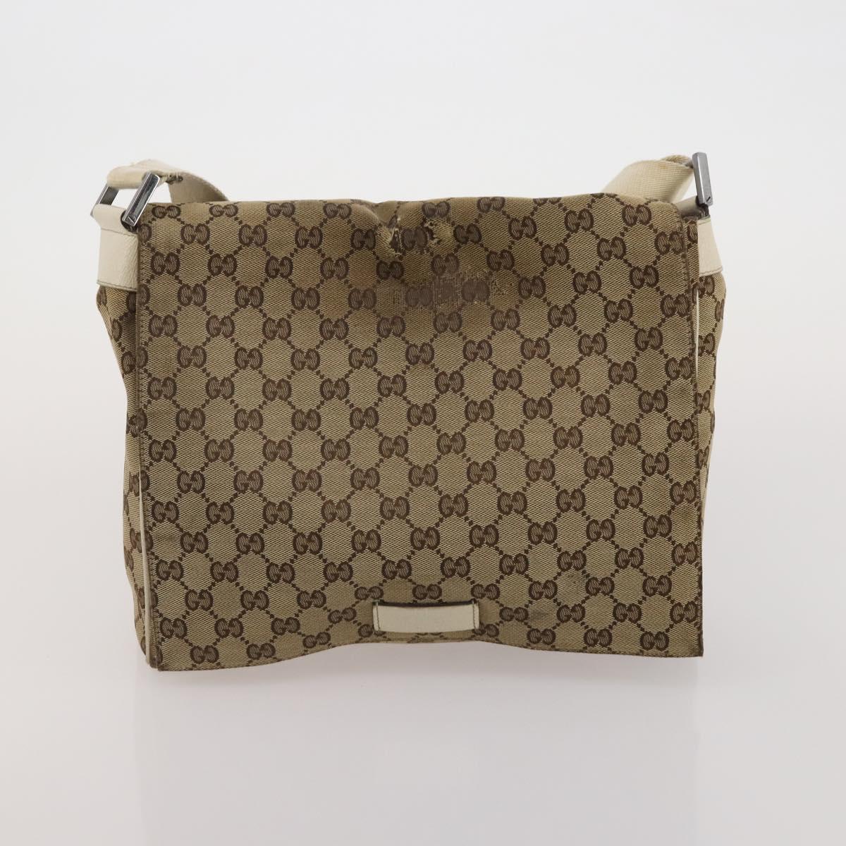GUCCI GG Canvas Web Sherry Line Bag Leather Suede 4 Set Beige Black Auth BA15737