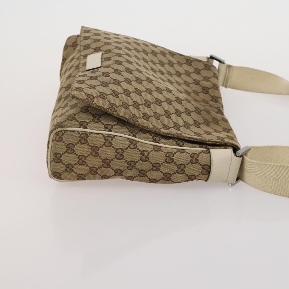 GUCCI GG Canvas Web Sherry Line Bag Leather Suede 4 Set Beige Black Auth BA15737