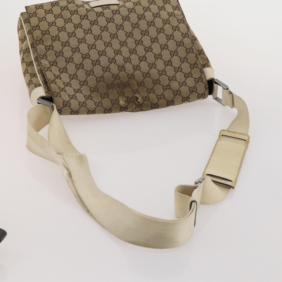 GUCCI GG Canvas Web Sherry Line Bag Leather Suede 4 Set Beige Black Auth BA15737