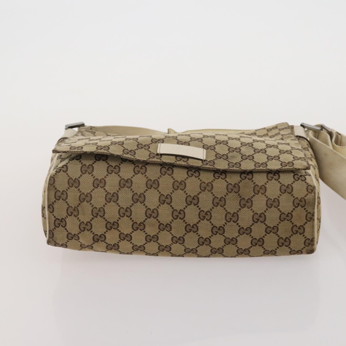 GUCCI GG Canvas Web Sherry Line Bag Leather Suede 4 Set Beige Black Auth BA15737