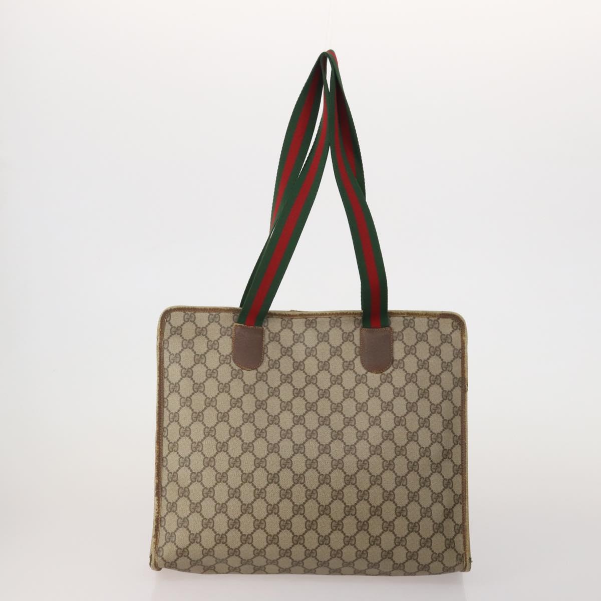 GUCCI GG Canvas Web Sherry Line Bag Leather Suede 4 Set Beige Black Auth BA15737