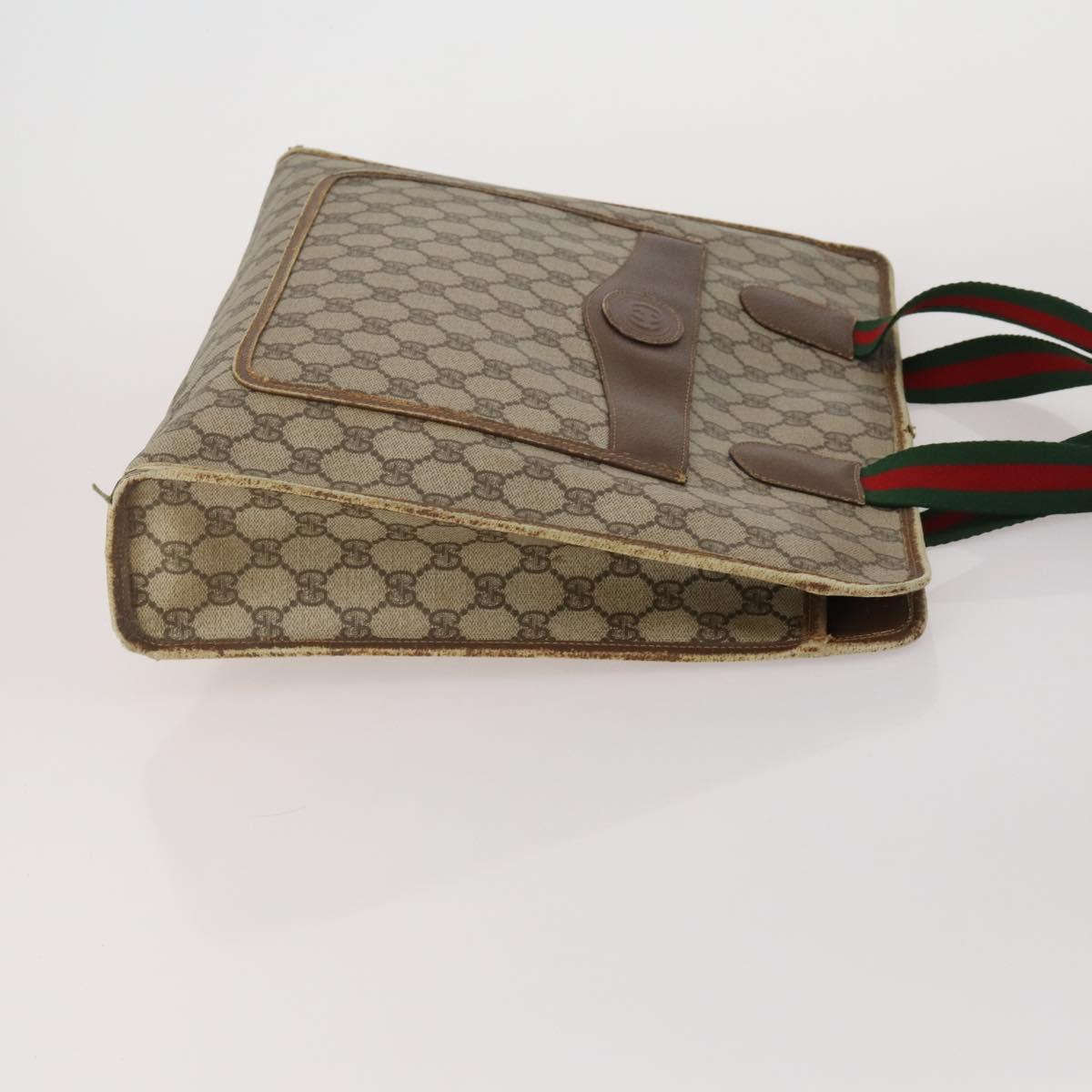 GUCCI GG Canvas Web Sherry Line Bag Leather Suede 4 Set Beige Black Auth BA15737