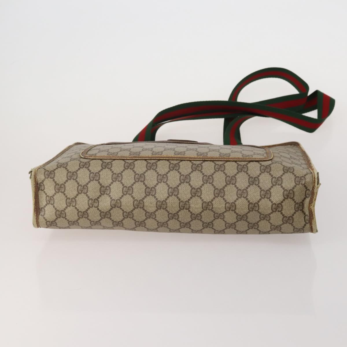 GUCCI GG Canvas Web Sherry Line Bag Leather Suede 4 Set Beige Black Auth BA15737