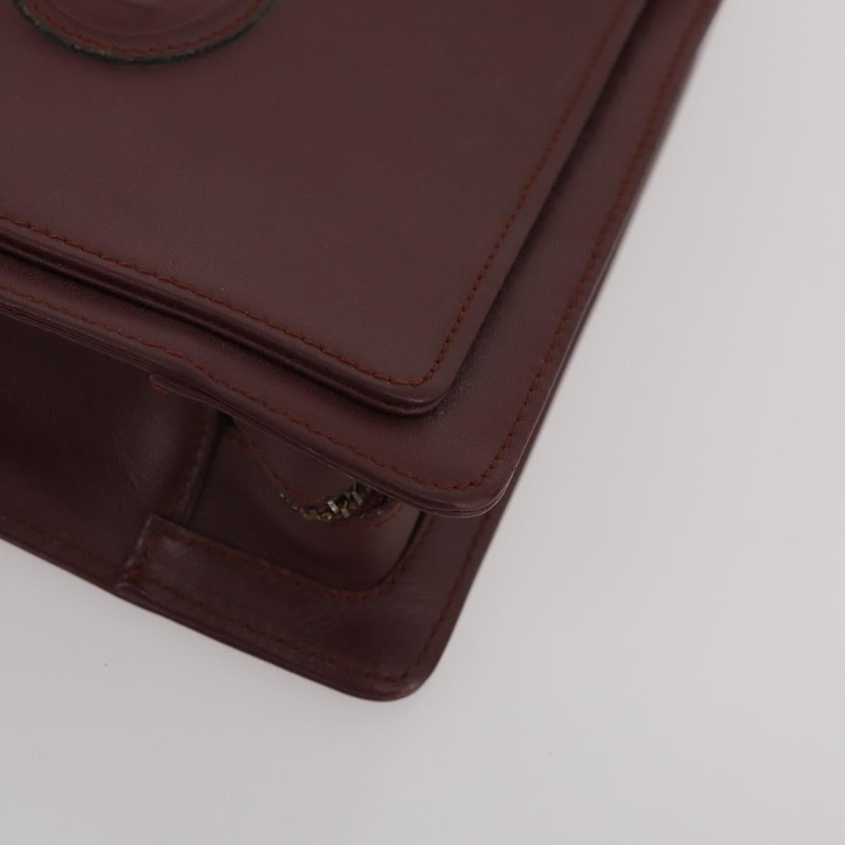 CARTIER Must Line Shoulder Bag Leather 2 Set Bordeaux Gold Auth BA15738