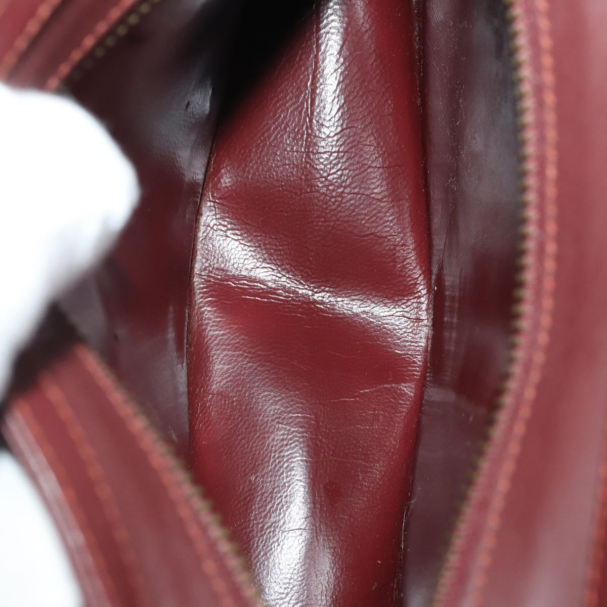 CARTIER Must Line Shoulder Bag Leather 2 Set Bordeaux Gold Auth BA15738